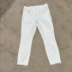 MOTHER White Skinny Jeans Frayed Hem